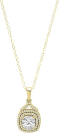 Dazzlingrock Collection 6mm Cushion Lab Created Gemstone & Round Natural Diamond Halo Pendant (Gold Chain Included), 10K Yellow Real Solid Gold