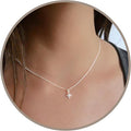 Annika Bella Sterling Silver Star Necklace for Women, Length 15-17 Inches, Tiny Cubic Zirconia North-Star Charm Pendant Necklace, Waterproof, Celestial Jewelry Gift for Her