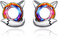 KINGWHYTE Fox Earrings 925 Sterling Silver Animals Earrings Cute Crystal Fox Stud Earrings Hypoallergenic Earrings Birthday Christmas Jewelry Gifts for Women