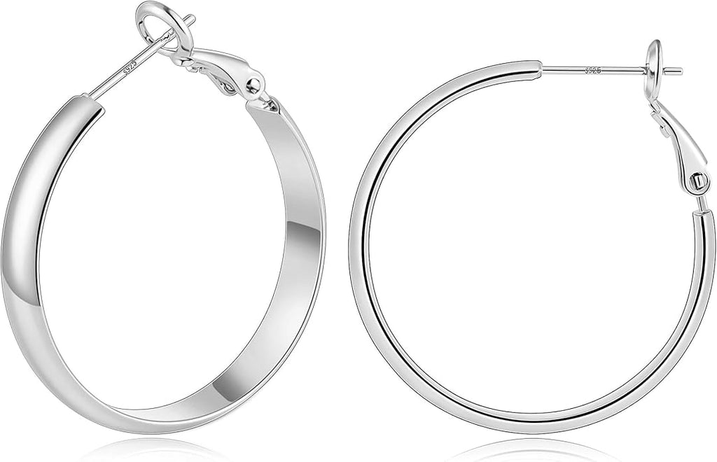 Gacimy 14K Gold Plated Hoop Earrings for Women, 14k Real Gold Plated with 925 Sterling Silver Post, Hypoallergenic Lightweight Thick Hoops Earrings for Women Trendy