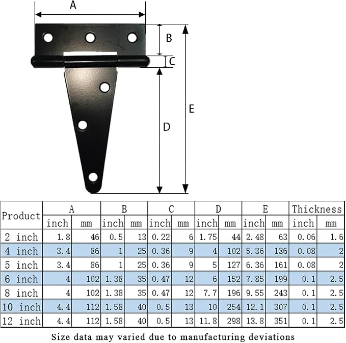 HLMOptimo Heavy Duty T Hinge Tee T Strap Shed Gate Barn Fence Door Hinge - Image 3