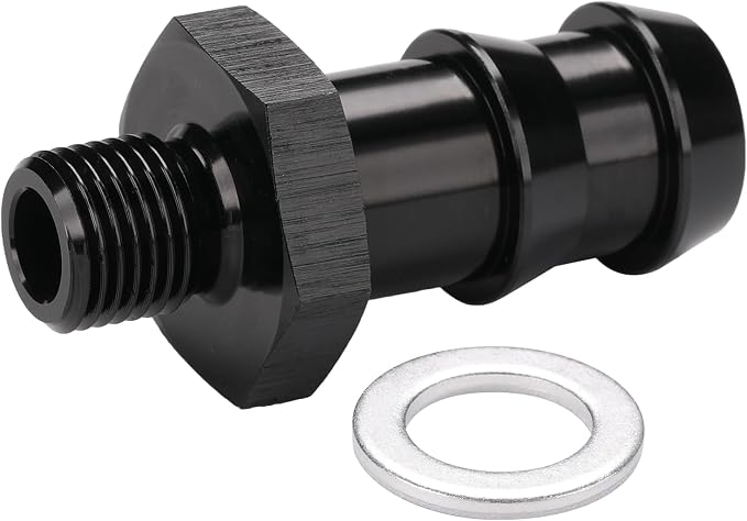 M10x1.0 Male Metric to 1/2 Barb Fuel Pump Outlet Adapter Fitting Aluminum Black - Image 4