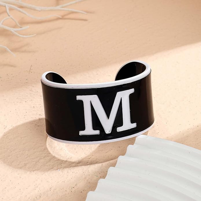 LILIE&WHITE Acrylic Monogram Resin Bracelet for Women Trendy Acrylic Statement Bracelets Jewelry Gift