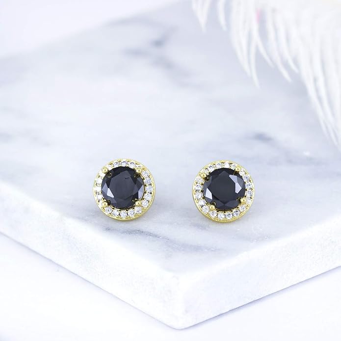 YOQUCOL 8MM Cubic Zirconia Crystal Clip On Stud Earrings Round Non Pierced Earrings for Women