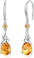 FANCIME Women Drop Earrings 925 Sterling Silver with Pear Gemstone Dangle Birthstone Earring Fine Jewelry Birthday Gifts for Women