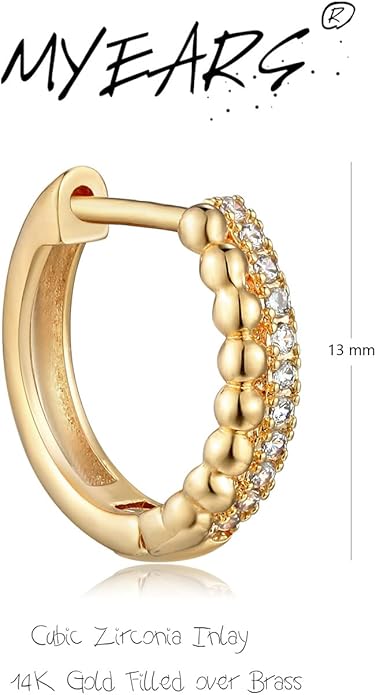 MYEARS Women Earrings Gold Huggie Hoop Ear Stud Cuff 14K Small Simple Hypoallergenic Everyday Jewelry