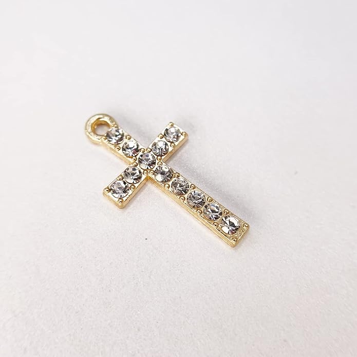 Zirconia Crystal Rhinestone Cross Charms for Jewelry Making Bracelet Necklace Choke Earring Pendant Key Chain Craft Supplies DIY Accessories