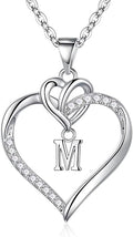 STORUP Valentines Gifts for Her Teen Girls - Heart Initial Necklaces for Women Girls, 14K-Gold-Plated CZ Initial A-Z Heart Necklaces for Teen Girl Jewelry Valentines Gifts for Women Mom Wife Sister