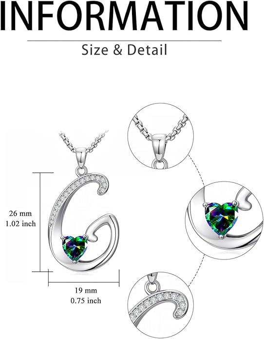 Valentines Day Gifts for Women Alphabet A to Z Initial Birthstone Pendant Necklaces for Women - 18k White Gold Plated Personalized Name Jewelry Valentine Mothers Day Birthday Gifts for Women Her Girlfriend