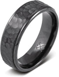 Manly Bands: Mens Black Plated Tungsten and Black Zirconium Wedding Bands and Rings - Comfort Fit and Stylish Black Rings for Men, Free Silicone Ring Included