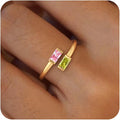 Honsny Gold Birthstone Rings for Women Non Tarnish 14K Gold Plated Adjustable Emerald Ring Cubic Zirconia Gemstone Promise Ring for Her Engagement Personalized Waterproof Jewelry Gifts for Birthday