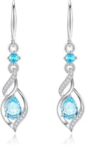FANCIME Gift for Women Birthstone Dangle Earrings for Her Teardrop Birthstone Earrings S925 Sterling Silver infinity Love Birthday Gifts for Mom Women