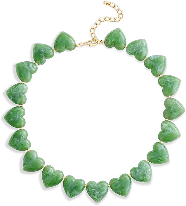 YUJIE Amber Acrylic Heart Choker Necklace for Women Vintage Punk Chunky Necklace Trendy Fashion Accessory