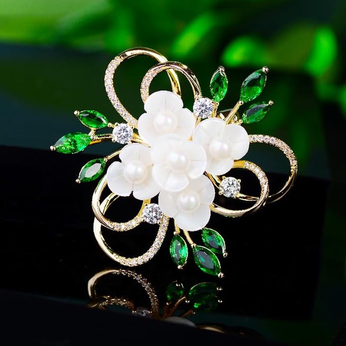 Flower Brooch for Women Rhinestone Flower Brooch Pins Floral Brooches Jewelry Gift for Mom Wife