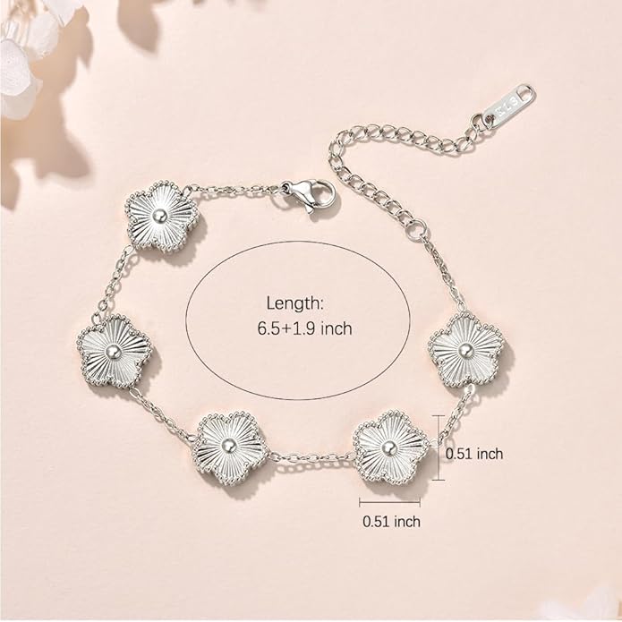 18K Gold-Plated Four Leaf Clover Bracelet for Women,Adjustable lucky Bracelet Set Jewelry Gift-Hypoallergenic Charm for Birthdays, Wellness & Daily Wear
