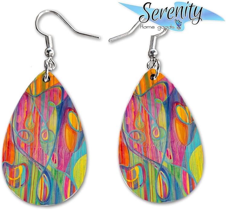 Maureen Claffy Artist Collection | Cut To The Light Teardrop Dangle Earrings Set | Colorful Abstract Earrings | Lightweight Boho Dangle Earrings for Women