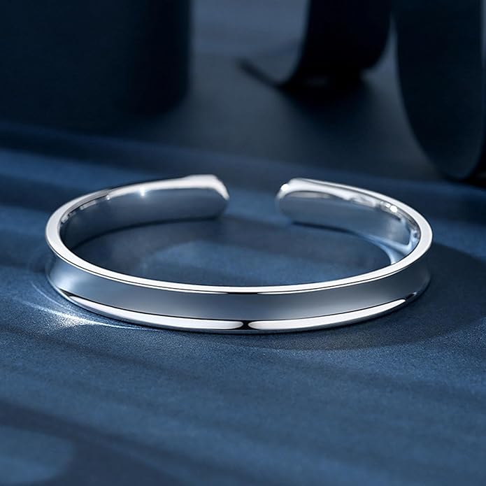 Chunky Bangle Bracelet for Women 925 Sterling Silver Bracelets Handmade Cuff Bangle Bracelets Adjustable Jewelry Fashion Simple Open Bangles