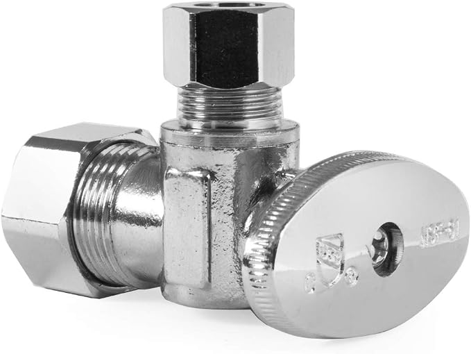 4PCS EFIELD Angle Stop Valve 1/2" Nominal Compression x 3/8" OD | 1/4 Turn - Image 3