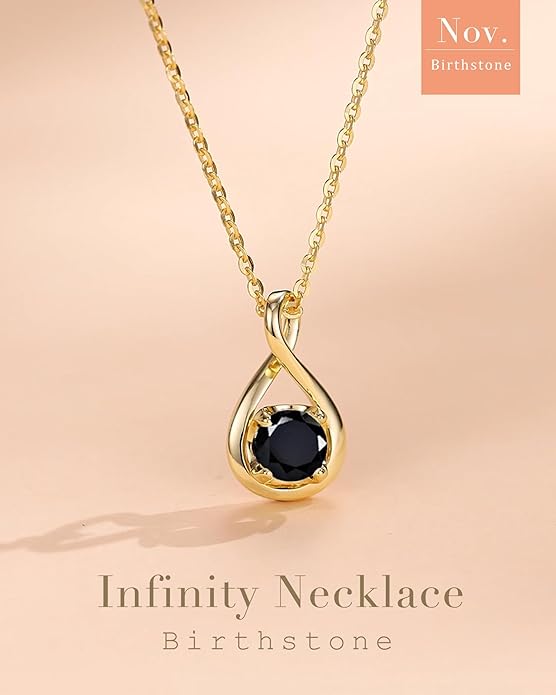 FANCIME Birthstone Necklaces for Women Fine Jewelry Sterling Silver Dainty Infinity Pendant Anniversary Birthday Christmas Gifts for Her Wife Mom Lady Daughter, Chain 16"+2" Extend