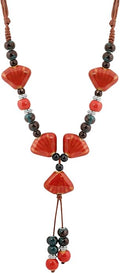MINACHI Vintage Bohemian Ethnic Colorful Ceramic Bead Long Y Necklace, Hippie Boho Summer Fashion Jewelry Gift for Women