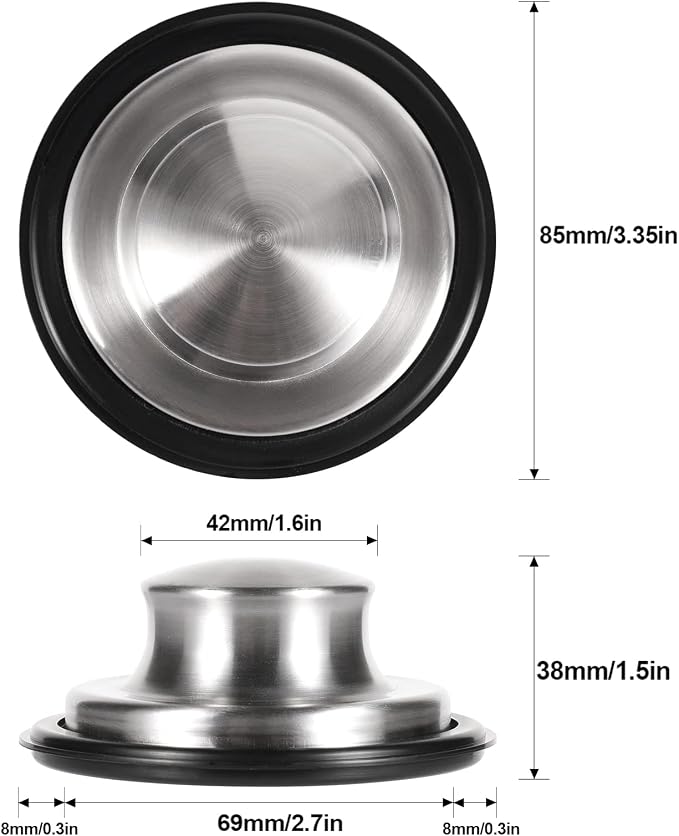RQYEKDO 3-1/2" Garbage Disposal Stopper Stainless Steel Universal Sink Plug - Image 3