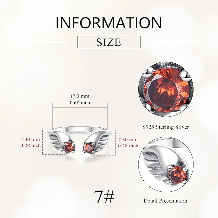 Angel Wing Ring S925 Sterling Silver Adjustable Feather Wrap Rings Jewelry Gifts for Men Women