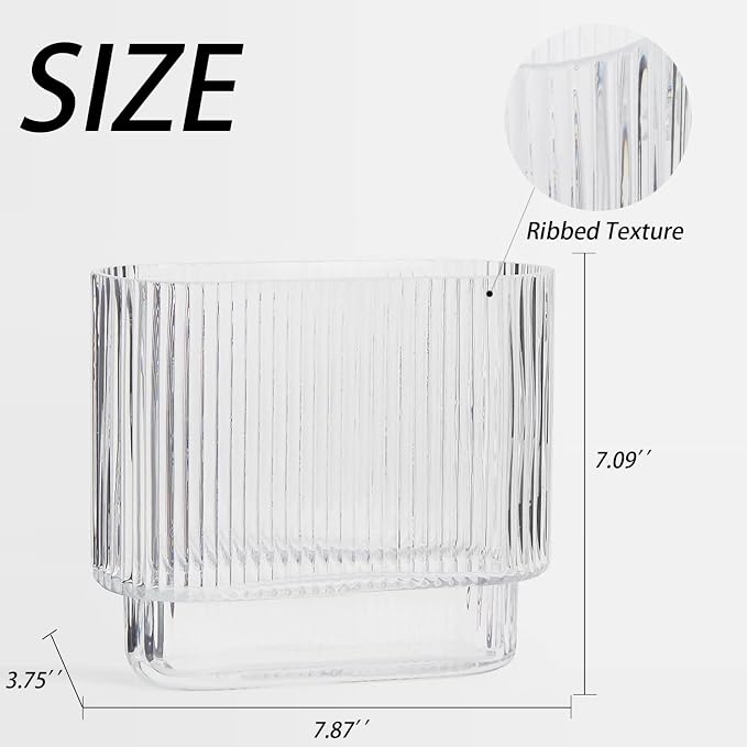 Ribbed Vase, Fluted Glass Vase for Flowers, Modern Vases for Living Room - Image 6