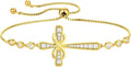 YL Cross Bracelet 925 Sterling Silver Infinity Sideways Link Bracelet Birthstone Jewelry for Women