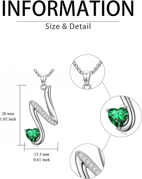 Valentines Day Gifts for Women Alphabet A to Z Initial Birthstone Pendant Necklaces for Women - 18k White Gold Plated Personalized Name Jewelry Valentine Mothers Day Birthday Gifts for Women Her Girlfriend