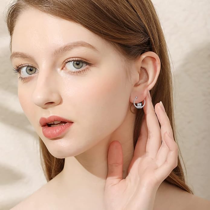 JUSTKIDSTOY Hypoallergenic Panda/Unicorn/Hummingbird/Dolphin Hoop Earrings for Women 925 Sterling Silver Animal Huggie Hoop Earrings Jewelry Gifts for Sensitive Ears