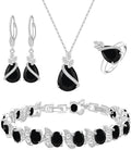 LMXXVJ Jewelry Set for Women,Teardrop Cubic Zirconia Necklace Earrings Adjustable Ring Bracelet Jewelry Set Formal Jewelry Gift