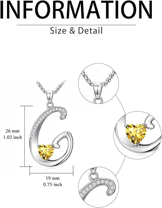 Valentines Day Gifts for Women Alphabet A to Z Initial Birthstone Pendant Necklaces for Women - 18k White Gold Plated Personalized Name Jewelry Valentine Mothers Day Birthday Gifts for Women Her Girlfriend
