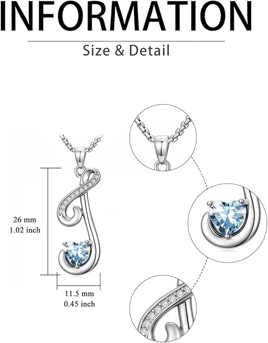 Valentines Day Gifts for Women Alphabet A to Z Initial Birthstone Pendant Necklaces for Women - 18k White Gold Plated Personalized Name Jewelry Valentine Mothers Day Birthday Gifts for Women Her Girlfriend