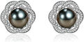 Gifts for Women- Tahitian Black-Pearl-Earrings-Gift for Wife Wedding Birthday Anniversary-Mom Her Mothers Day Valentines Day Christmas-18K Gold Plated Sterling Silver Pearl Earring Fine Jewelry