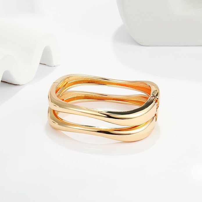 Elegance 11 designs Gold Bangles For Women Chunky Trendy Hinged Cuff Open Bracelet Wide Minimalist Bracelets Jewelry Gift
