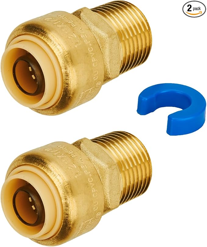 1/2 Inch Male Adapter, 1/2" MNPT Adapter, Push-to-Connect, Push Fit Plumbing by SUNGATOR