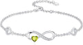 Dorunmo Infinity Heart Anklet Bracelet for Women 925 Sterling Silver Adjustable Infinity Birthstone Bracelet Friendship Jewelry Gifts for Women Birthday Christmas