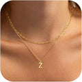 14K Gold Plated Initial Necklaces for Women Dainty Layered Letter Pendant Necklace Cute Choker Necklace Gift Trendy Stuff Personalized Jewelry Stack for Women Her