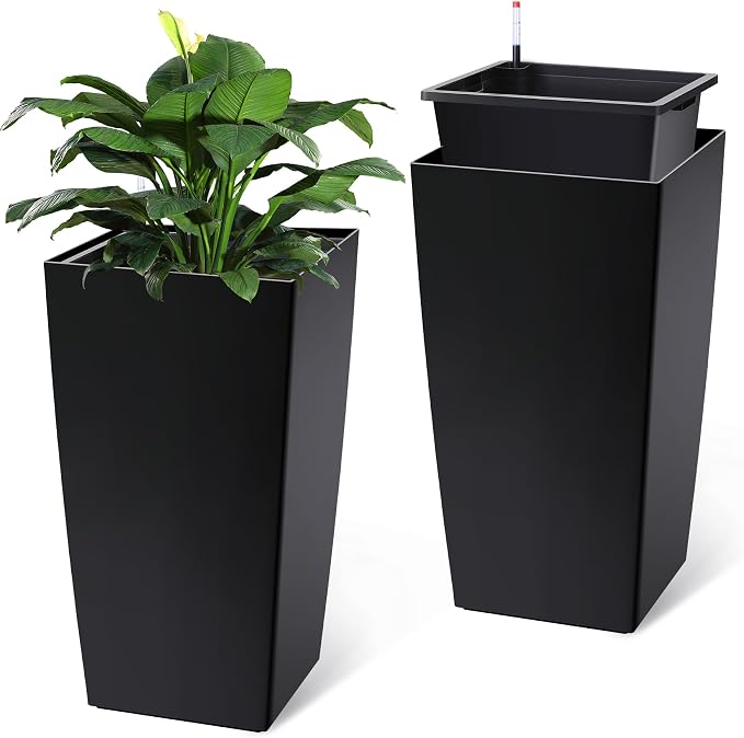 Garvee 30" Tall Planters Set of 2, Outdoor & Indoor Pots | High Front Porch by Garvee