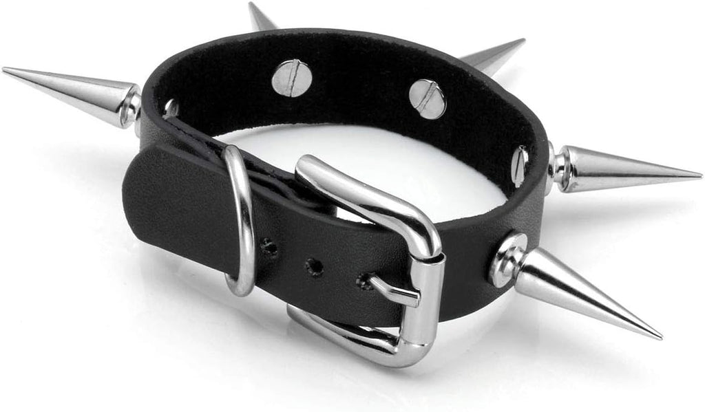 Eigso Vintage Punk Goth Studded Rivet Pu Leather Collar Choker Necklace with Spikes Adjustable
