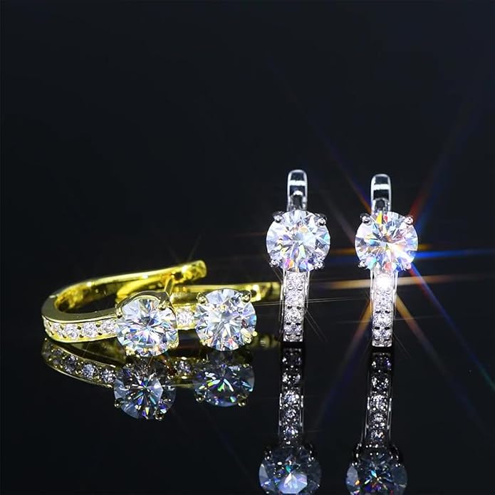 U-Shaped 1ct D-color Diamond Hoop Earrings Latch Back for Women in Sterling Silver, Timeless Wedding or Anniversary