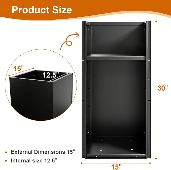 15"x15" x 30" Tall Metal Planter Box 2 Pack, Steel Planter Outdoor | Large - Image 3