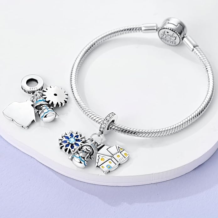 MULA 925 Sterling Silver Charms for Bracelets and Necklaces Family Letters Dangle Pendants Airplane Travel Beads Family Tree Jewelry Charms for Women