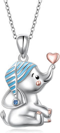 FLYOW 925 Sterling Silver Cute Animal Jewelry Hummingbird/Butterfly/Wolf/Corgi/Cat/Snake/Spider/Bat/Penguin/Bear/Opossum/Frog/Guinea Pig for Women Mother Friend Animal Lovers