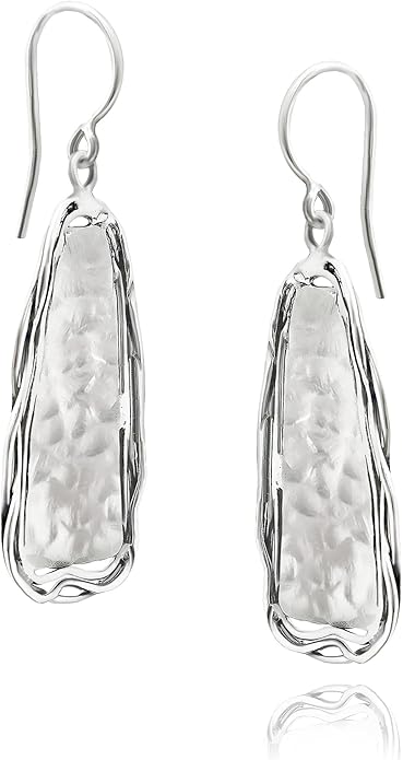 JEAN RACHEL JEWELRY 925 Sterling Silver Dangle Earrings for Women - Hammered Wire Wrap Unique Vintage Design - Hypoallergenic, Lead & Nickel Free Jewelry - Artisan Handcrafted Statement Earrings