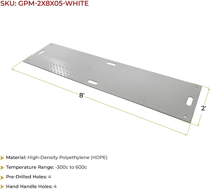 12 Pk 2' x 8' - 1/2" Thick Heavy Duty White Ground Protection Mats - Easily - Image 8
