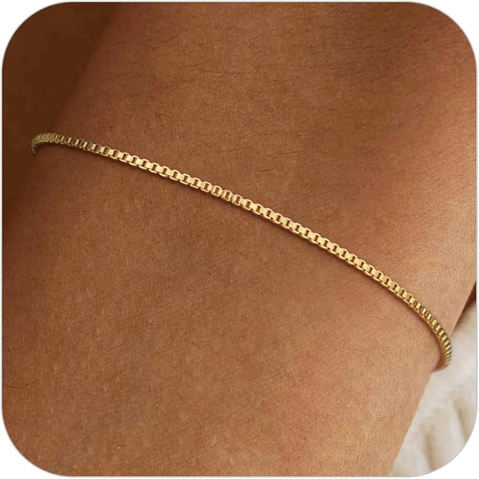 SLOONG Valentines Day Gifts for Her Gold Pearl Bracelets, 18K Real Gold Plated Dainty Stackable Snake Chain CZ Heart Pendant Bracelets, Layered Waterproof Jewelry Gift for Women Adjustable 6"+2"