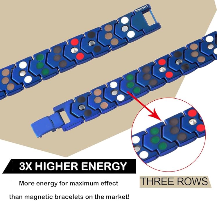 KYOSI 3X Magnetic Bracelets for Men Three rows Energy Stainless Steel Bracelet Magnet Link Mens Christmas Gift Jewelry