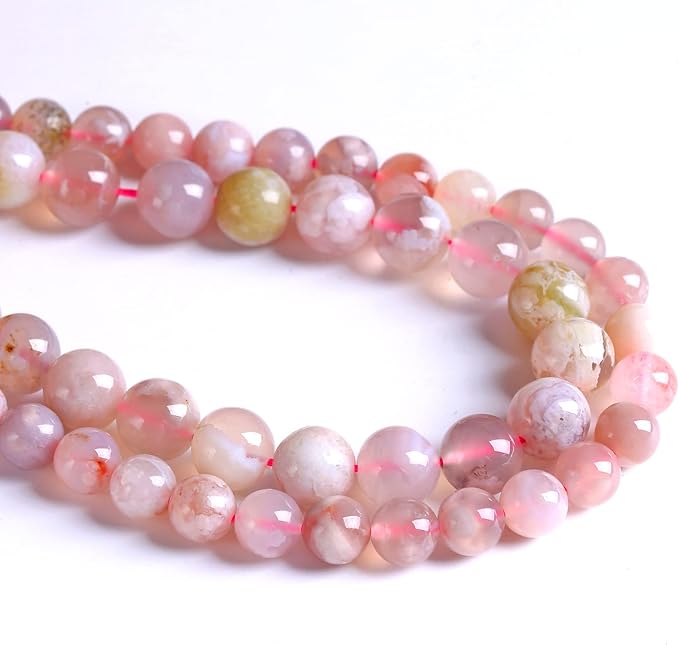 6MM 55PCS Natural Sakura Agate Gemstone Crystal Beads for Jewelry Making DIY Bracelet