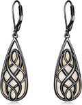 VONALA White Opal Celtic Knot Dangle Drop Earrings for Women 925 Sterling Silver Boho Chic Jewelry Gift for Women